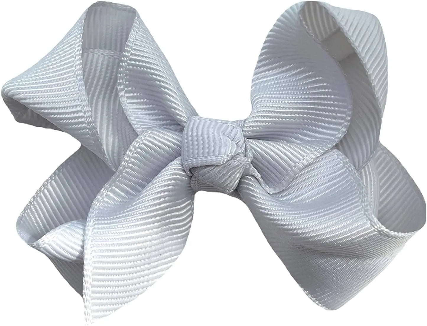 Light Grey/Silver Hair Bow Knots 3" Inch Clips, Grips - 10 Pack