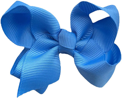 Sky Blue Hair Bow Knots 3" Inch Clips, Grips - 10 Pack