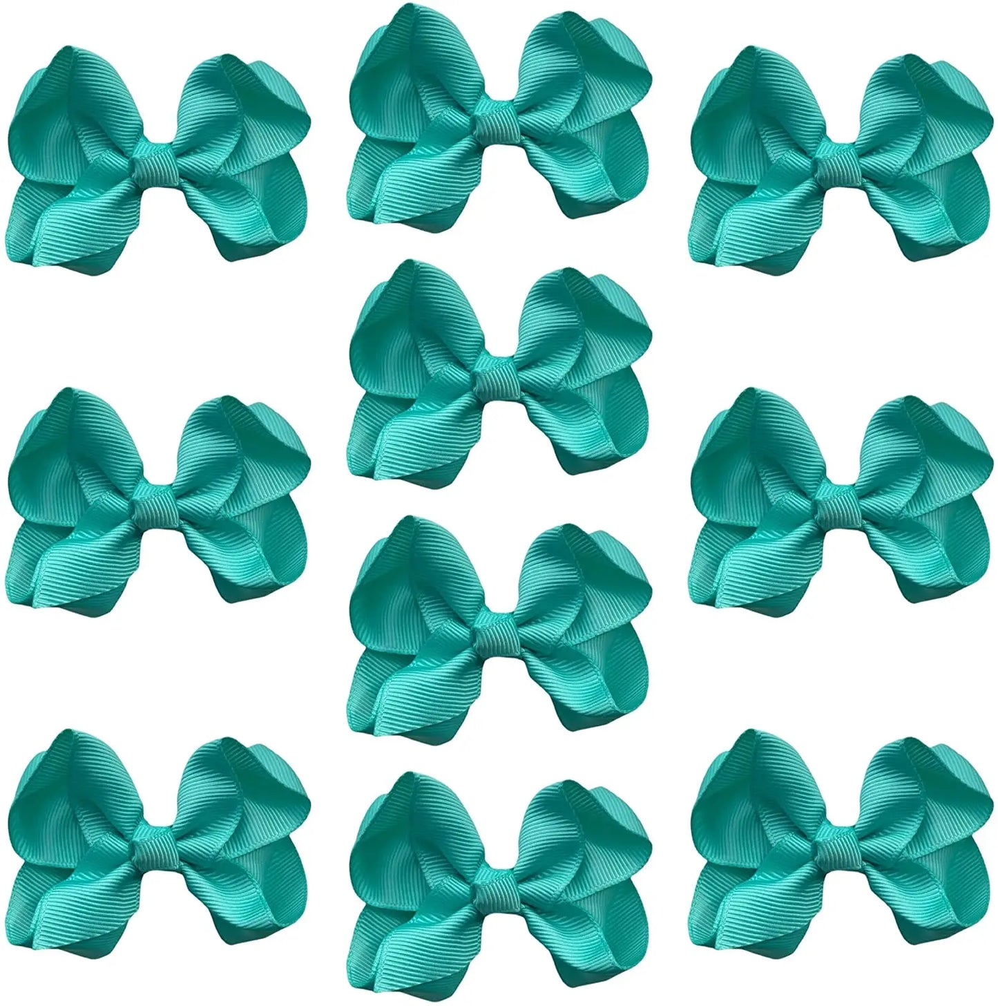 Spearmint Hair Bow Knots 3" Inch Clips, Grips - 10 Pack