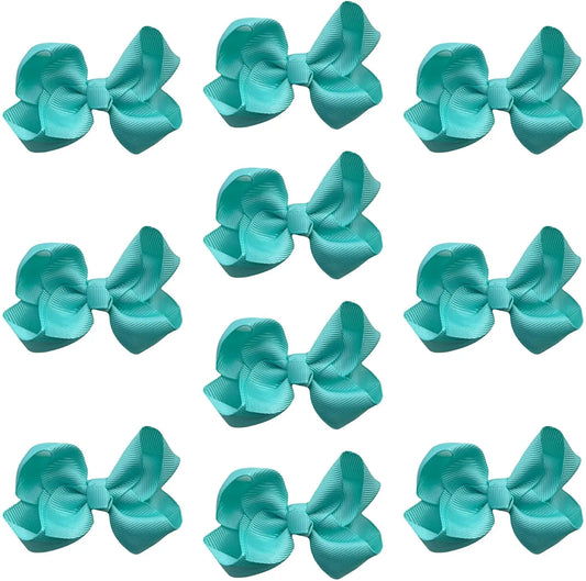 Hair Bow Knots 3" Inch Clips Slides Turquoise - Lilium Kids