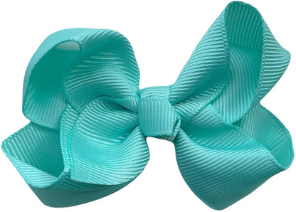 Hair Bow Knots 3" Inch Clips Slides Turquoise - Lilium Kids