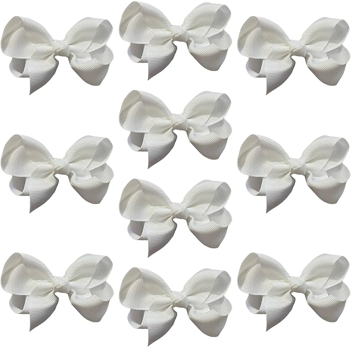 Hair Bow Knots 3" Inch Clips Slides White - Lilium Kids