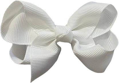 Hair Bow Knots 3" Inch Clips Slides White - Lilium Kids