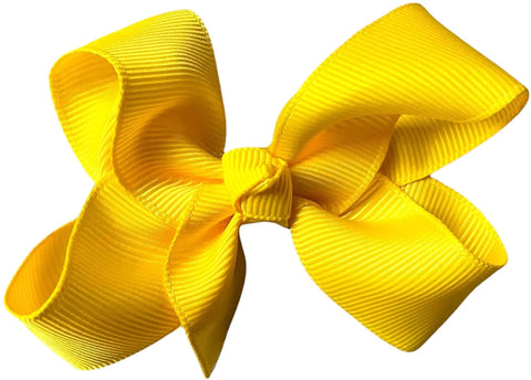 Hair Bow Knots 3" Inch Clips Slides Yellow - Lilium Kids