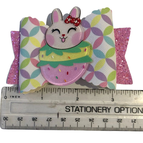 Hair Bows Clips Grips Easter Bunny Rabbit Ears Eggs Premium Hair Bows 3.5"