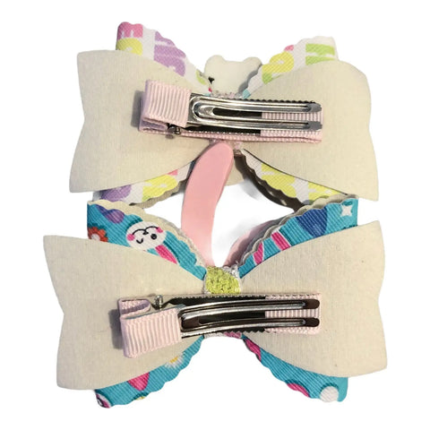 Hair Bows Clips Grips Easter Bunny Rabbit Ears Eggs Premium Hair Bows 3.5"