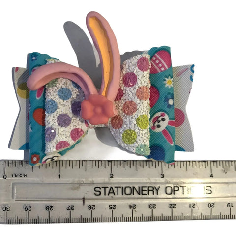 Hair Bows Clips Grips Easter Bunny Rabbit Ears Eggs Premium Hair Bows 3.5"