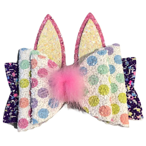 Hair Bows Clips Grips Easter Bunny Rabbit Ears Eggs Premium Hair Bows 3.5"