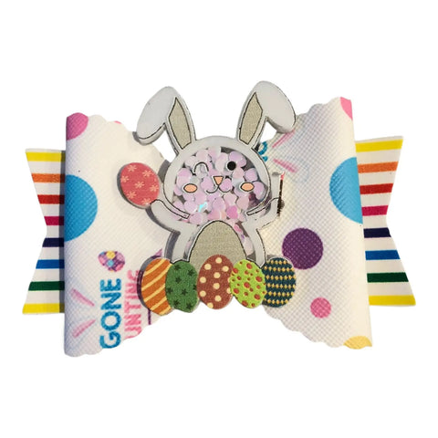 Hair Bows Clips Grips Easter Bunny Rabbit Ears Eggs Premium Hair Bows 3.5"