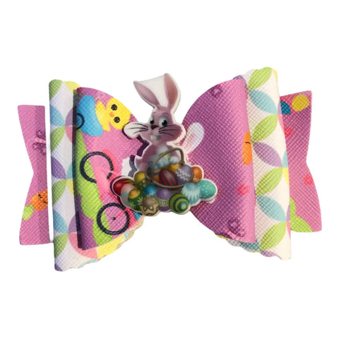 Hair Bows Clips Grips Easter Bunny Rabbit Ears Eggs Premium Hair Bows 3.5"