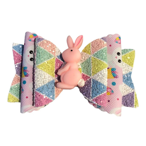 Hair Bows Clips Grips Easter Bunny Rabbit Ears Eggs Premium Hair Bows 3.5"