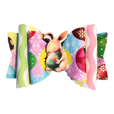 Hair Bows Clips Grips Easter Bunny Rabbit Ears Eggs Premium Hair Bows 3.5"