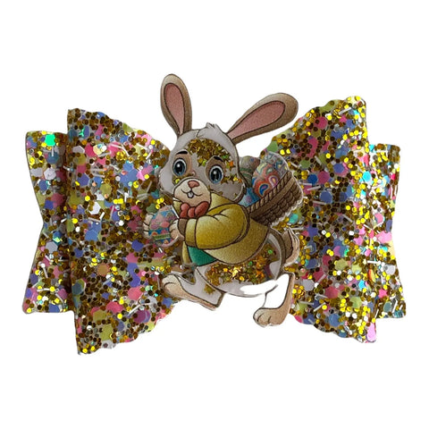 Hair Bows Clips Grips Easter Bunny Rabbit Ears Eggs Premium Hair Bows 3.5"