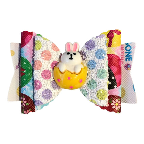 Hair Bows Clips Grips Easter Bunny Rabbit Ears Eggs Premium Hair Bows 3.5"