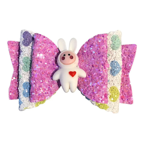 Hair Bows Clips Grips Easter Bunny Rabbit Ears Eggs Premium Hair Bows 3.5"