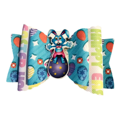 Hair Bows Clips Grips Easter Bunny Rabbit Ears Eggs Premium Hair Bows 3.5"