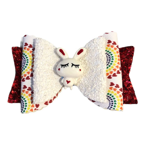 Hair Bows Clips Grips Easter Bunny Rabbit Ears Eggs Premium Hair Bows 3.5"