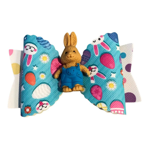 Hair Bows Clips Grips Easter Bunny Rabbit Ears Eggs Premium Hair Bows 3.5"