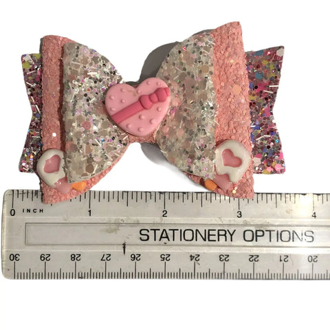 Hair Bows Clips Grips Love Heart Valentine Cute Cat Apple Premium Hair Bows 3.5"