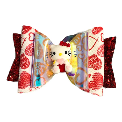 Hair Bows Clips Grips Love Heart Valentine Cute Cat Apple Premium Hair Bows 3.5"