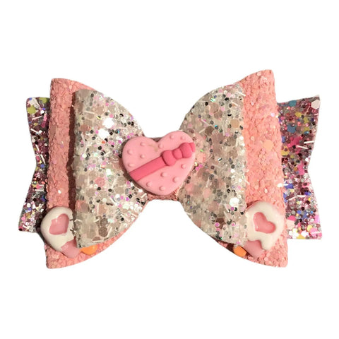 Hair Bows Clips Grips Love Heart Valentine Cute Cat Apple Premium Hair Bows 3.5"