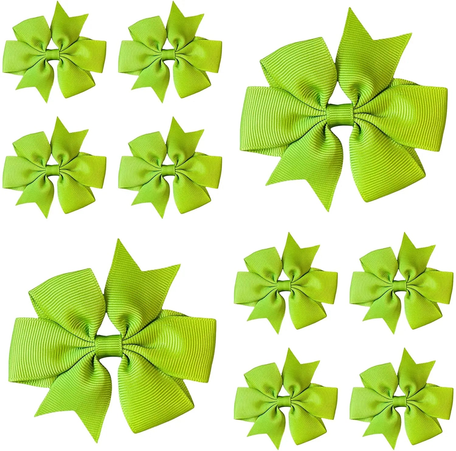 Hair Bows Clips Slides 3" inch Pinwheel Apple Green - Lilium Kids