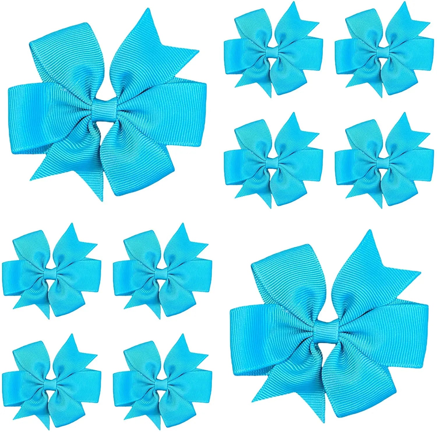 Hair Bows Clips Slides 3" inch Pinwheel Aqua Blue - Lilium Kids