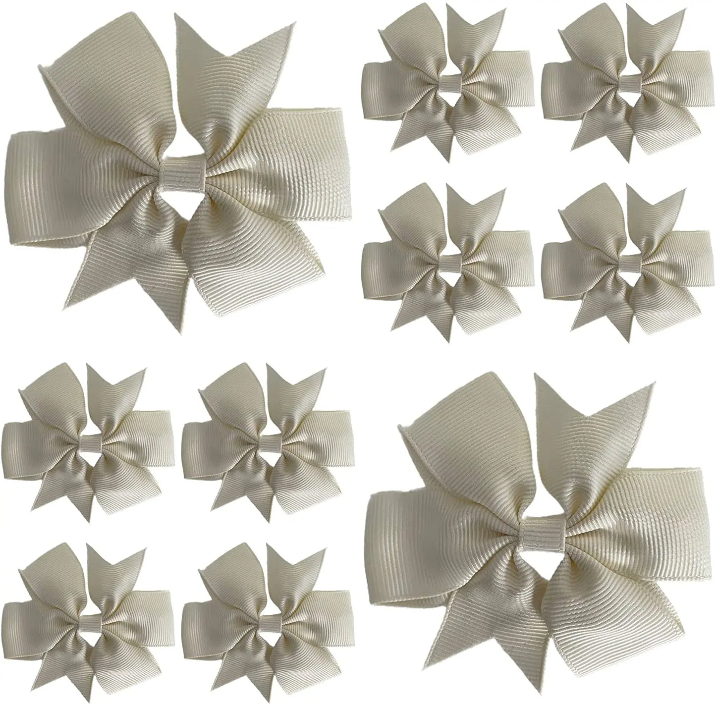 Hair Bows Clips Slides 3" inch Pinwheel Cream - Lilium Kids