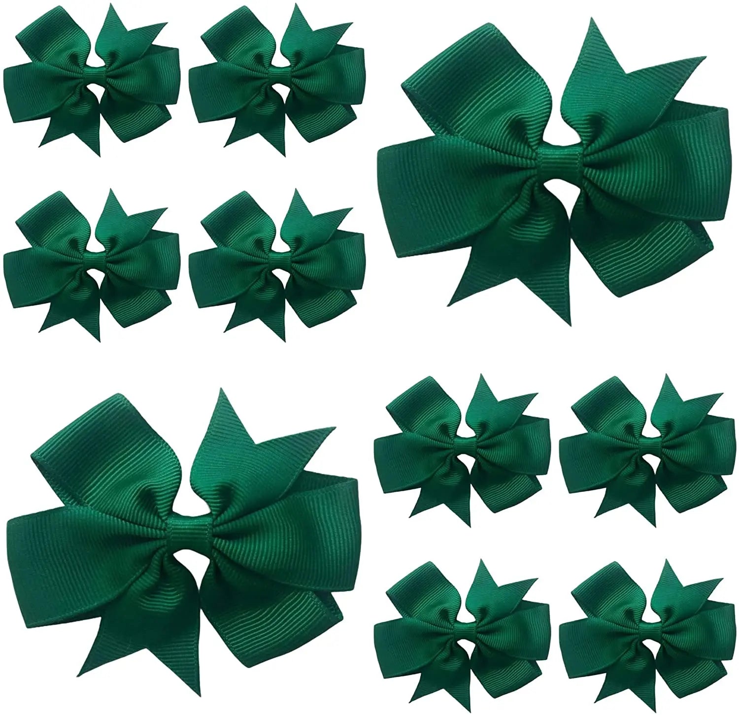 Hair Bows Clips Slides 3" inch Pinwheel Dark Green - Lilium Kids