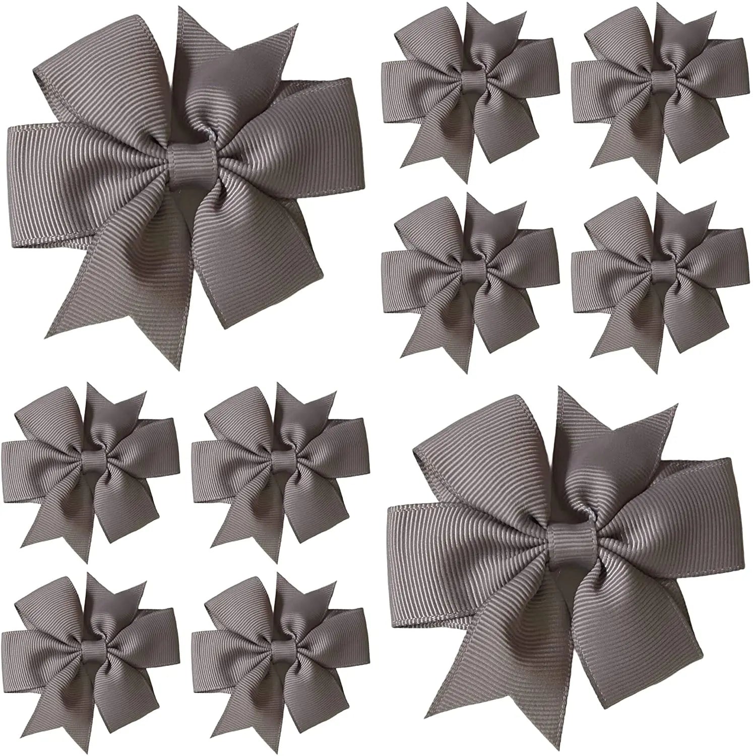 Hair Bows Clips Slides 3" inch Pinwheel Dark Grey - Lilium Kids