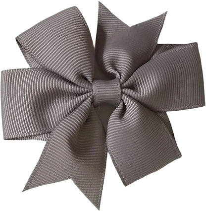 Hair Bows Clips Slides 3" inch Pinwheel Dark Grey - Lilium Kids