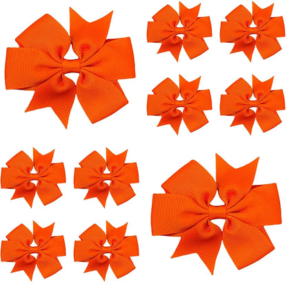 Hair Bows Clips Slides 3" inch Pinwheel Dark Orange - Lilium Kids