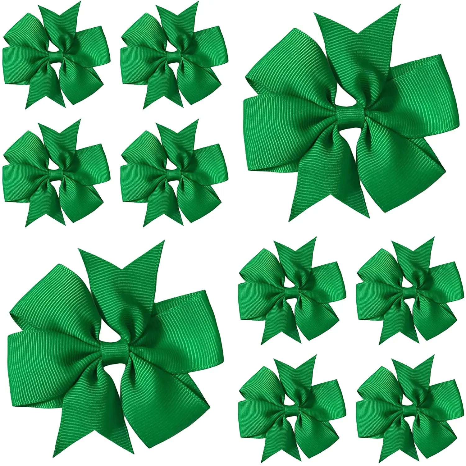 Hair Bows Clips Slides 3" inch Pinwheel Emerald Green - Lilium Kids