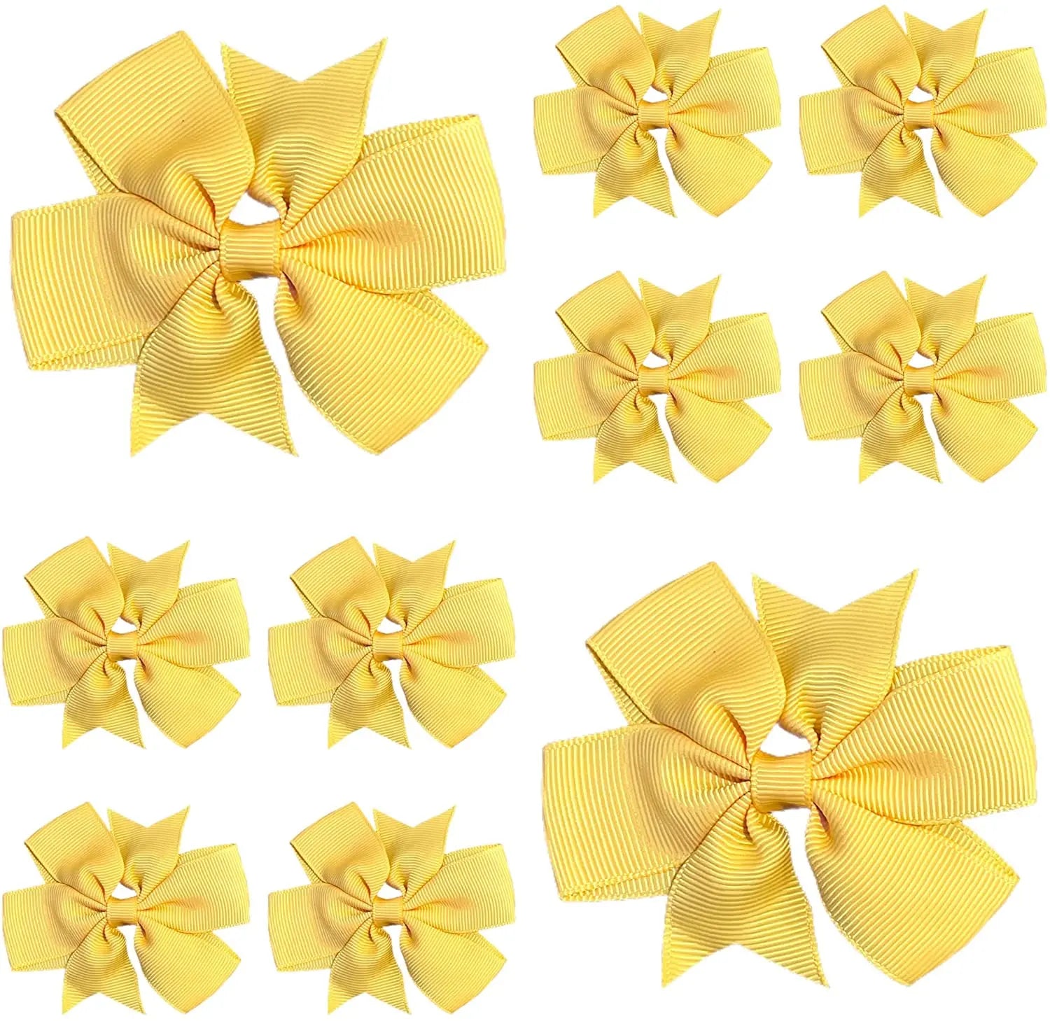 Hair Bows Clips Slides 3" inch Pinwheel Gold/Yellow - Lilium Kids