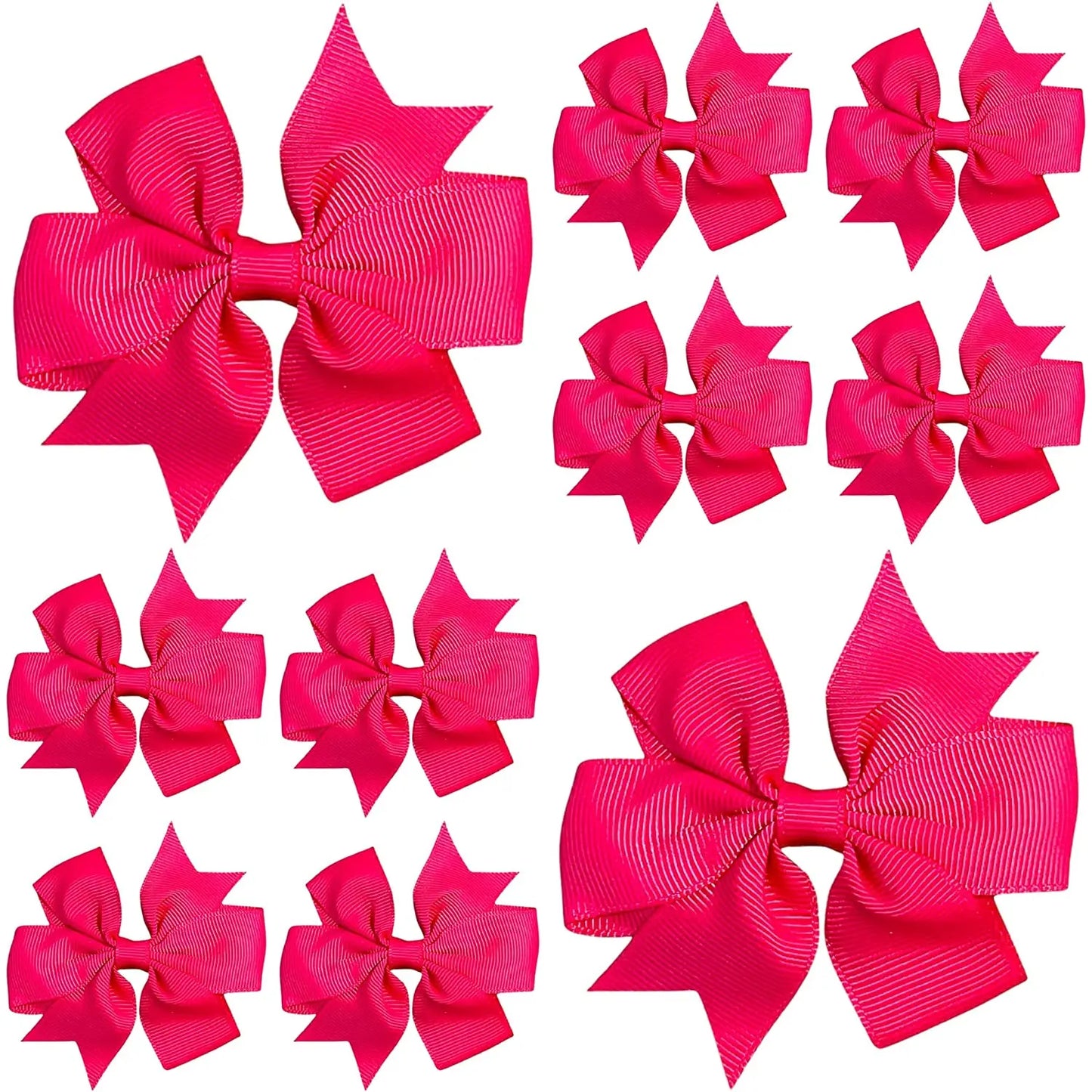 Hair Bows Clips Slides 3" inch Pinwheel Hot Pink - Lilium Kids