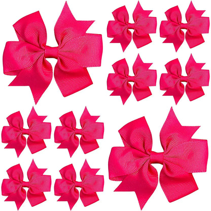 Hair Bows Clips Slides 3" inch Pinwheel Hot Pink - Lilium Kids