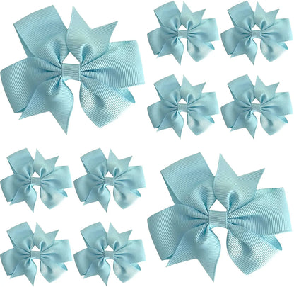 Hair Bows Clips Slides 3" inch Pinwheel Light Blue - Lilium Kids