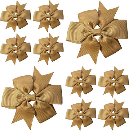 Hair Bows Clips Slides 3" inch Pinwheel Light Brown - Lilium Kids