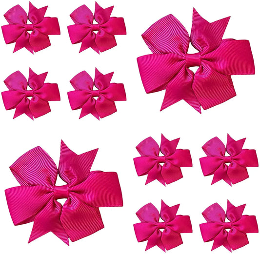 Hair Bows Clips Slides 3" inch Pinwheel Magenta - Lilium Kids