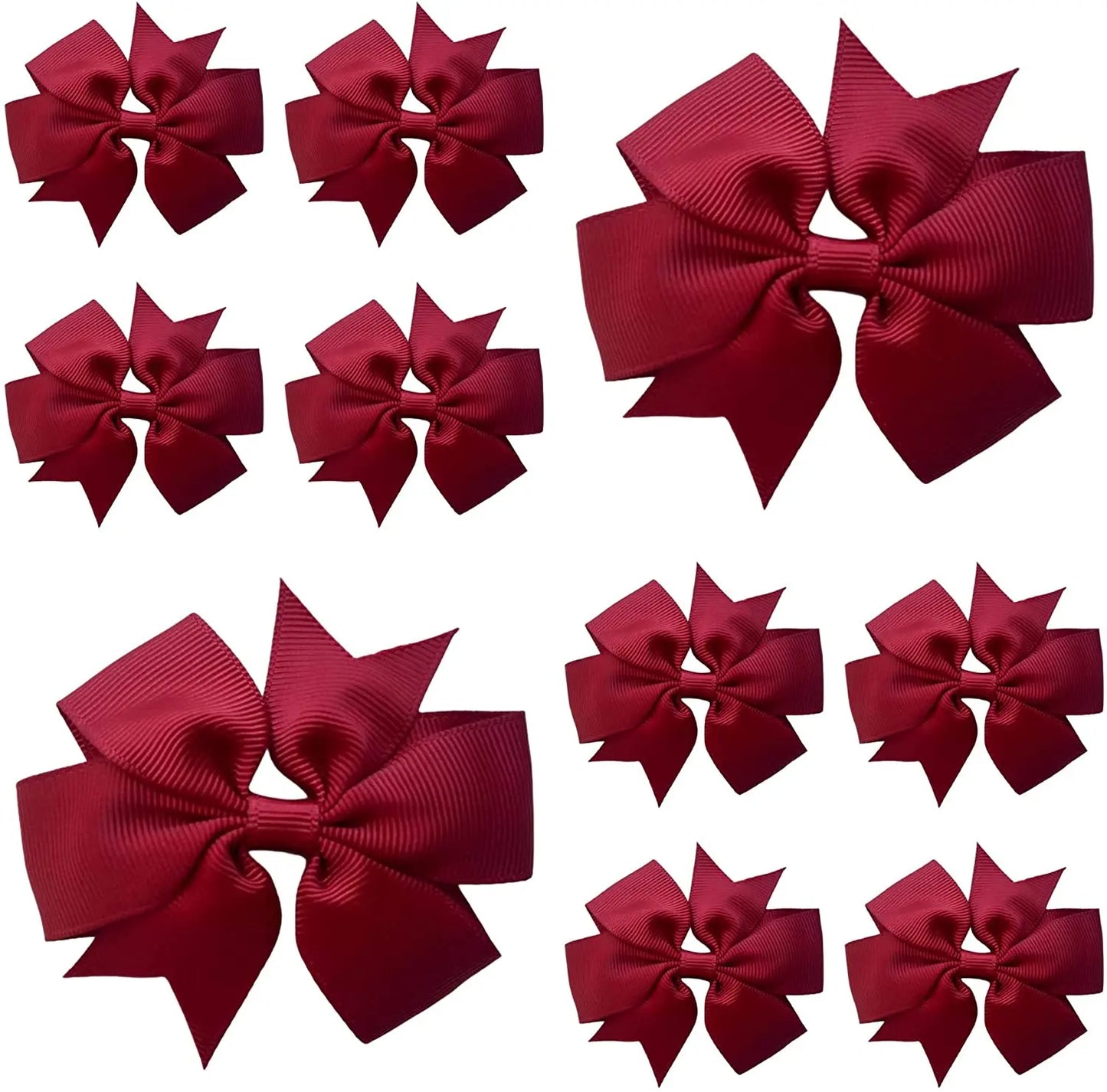 Hair Bows Clips Slides 3" inch Pinwheel Maroon/Burgundy - Lilium Kids