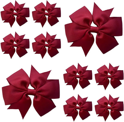 Hair Bows Clips Slides 3" inch Pinwheel Maroon/Burgundy - Lilium Kids