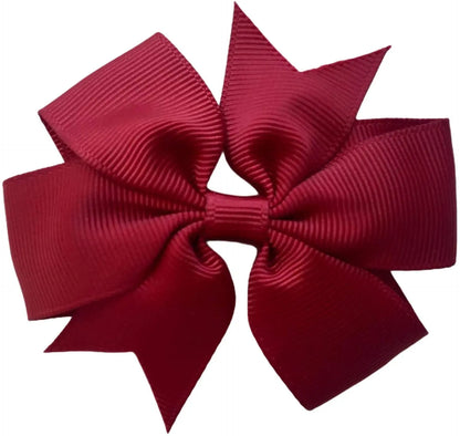 Hair Bows Clips Slides 3" inch Pinwheel Maroon/Burgundy - Lilium Kids