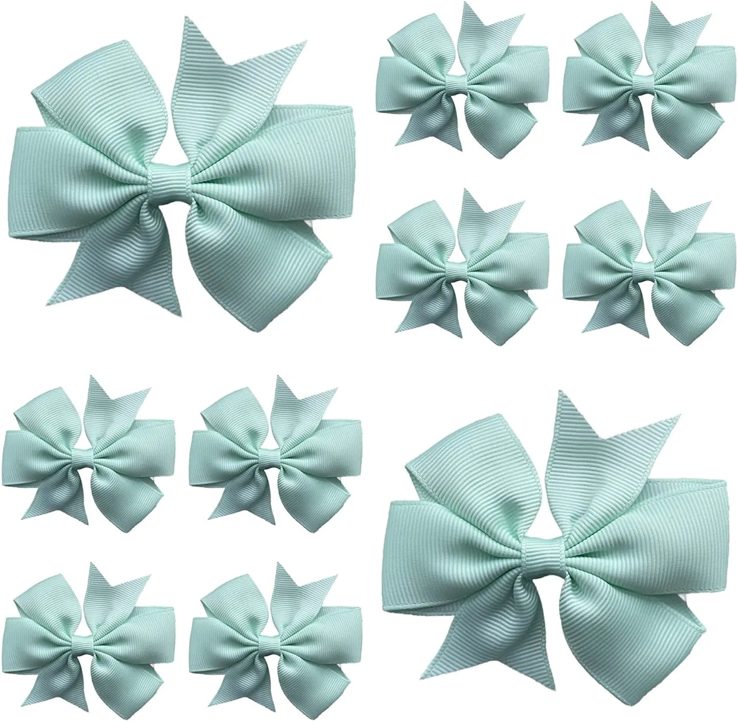 Hair Bows Clips Slides 3" inch Pinwheel Mint Green - Lilium Kids