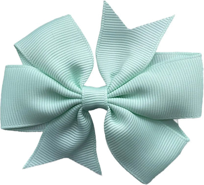 Hair Bows Clips Slides 3" inch Pinwheel Mint Green - Lilium Kids