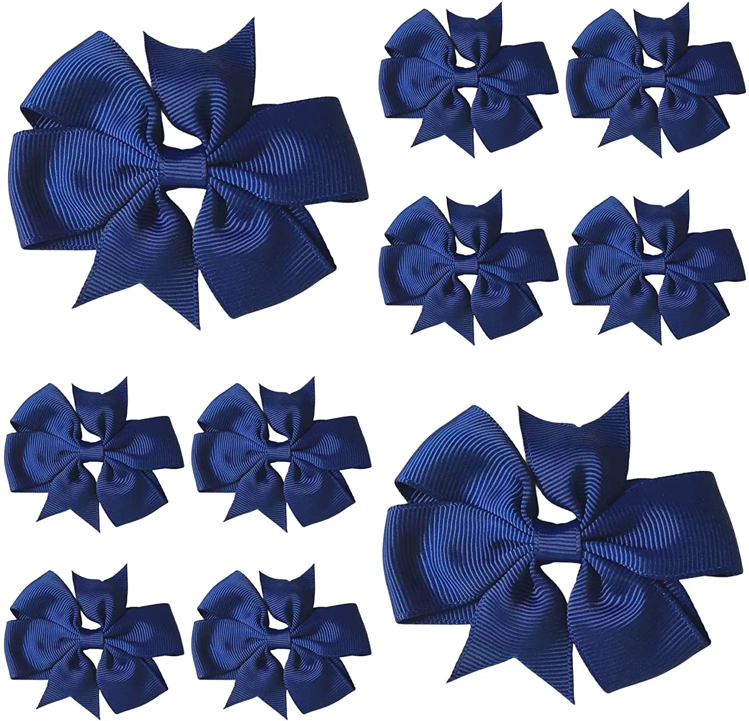 Hair Bows Clips Slides 3" inch Pinwheel Navy Blue - Lilium Kids