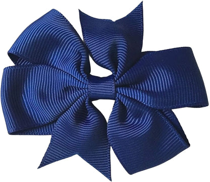 Hair Bows Clips Slides 3" inch Pinwheel Navy Blue - Lilium Kids