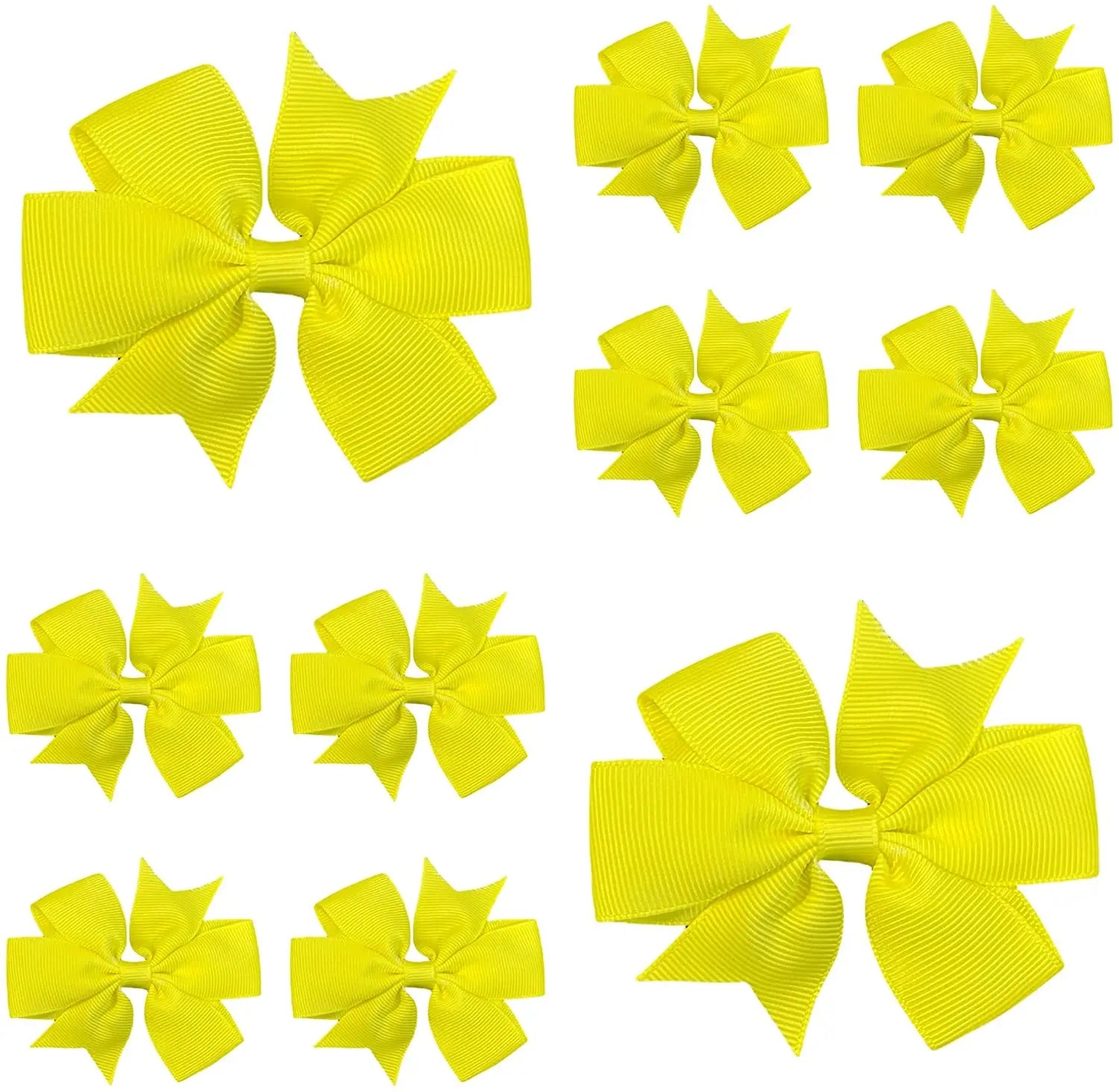 Hair Bows Clips Slides 3" inch Pinwheel Neon Yellow - Lilium Kids