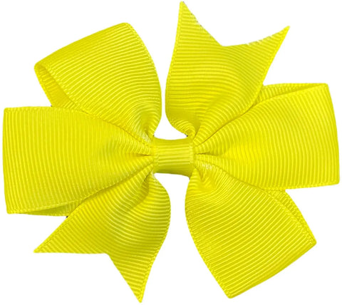 Hair Bows Clips Slides 3" inch Pinwheel Neon Yellow - Lilium Kids