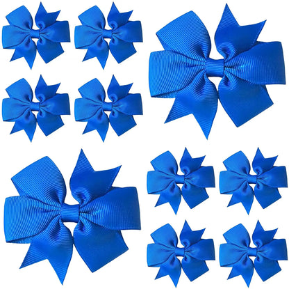 Hair Bows Clips Slides 3" inch Pinwheel Royal Blue - Lilium Kids