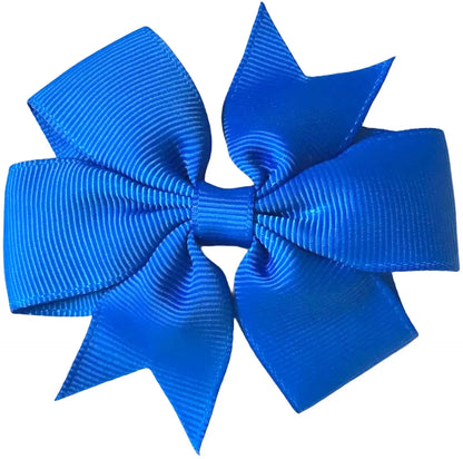 Hair Bows Clips Slides 3" inch Pinwheel Royal Blue - Lilium Kids